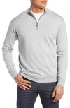 Peter Millar Crest Quarter Zip Pullover In British Grey