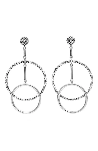 Lagos Caviar High Low Hoop Earrings In Silver