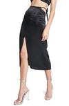 Topshop Satin Cutout Midi Skirt In Black - Part Of A Set In Black