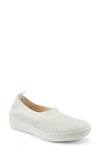 Fitflop Uberknit Ballerina Flat In Cream/ Silver