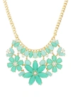 Olivia Welles Raelyn Flower Necklace In Gold / Turquoise