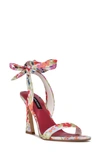 Nine West Kelsie Ankle Tie Sandal In White Floral