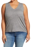 Madewell Whisper Cotton V-neck Tank In Heather Pewter