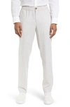 14th & Union 14th And Union E-waist Linen Blend Trim Fit Pants In Tan Burrow