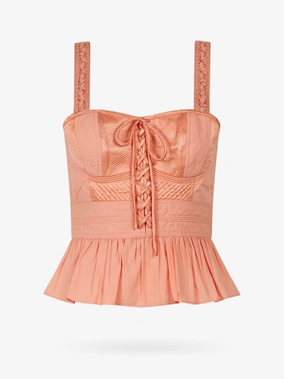 Ulla Johnson Orla Lace-up Corset Top In Pink