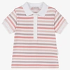 MONCLER GIRLS PINK STRIPE POLO SHIRT