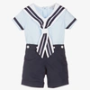 BEATRICE & GEORGE BOYS BLUE COTTON SAILOR BUSTER SUIT