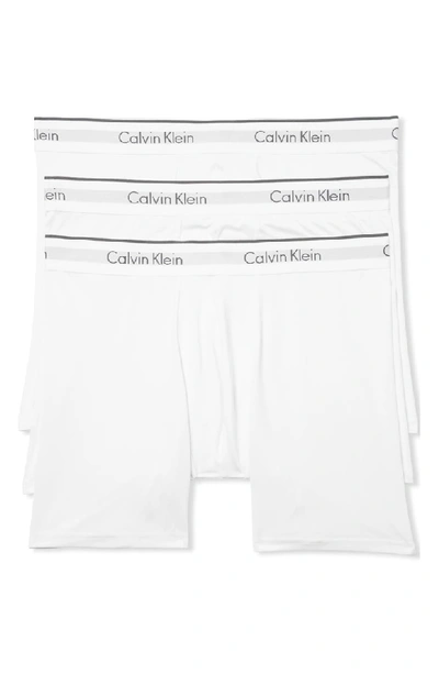 Calvin Klein Microfiber Stretch Boxer Briefs - Pack Of 3 In White