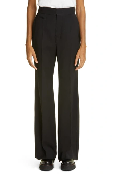 Ambush High Waist Flare Leg Wool Pants In Black