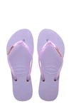 Havaianas Slim Glitter Flourish Flip Flops In Purple