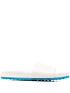 Off-white Diag-stripe Slides In Beige