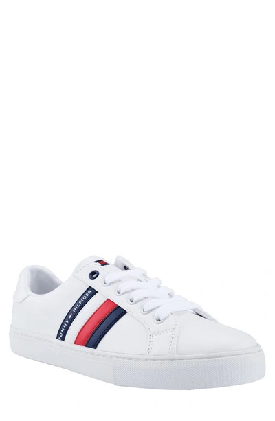 Tommy Hilfiger Lawson Logo Stripe Lace-up Sneaker In White Ll