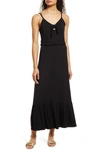 Loveappella Tie Front Maxi Sundress In Black