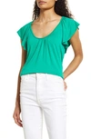 Loveappella Flutter Sleeve Top In Kelly