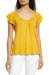 Loveappella Flutter Sleeve Top In Sunflower