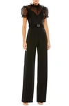 MAC DUGGAL ILLUSION BELTED JUMPSUIT