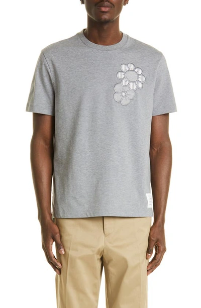 Thom Browne Midweight Jersey Anchor Short Sleeve Tee In 055 Lt Grey
