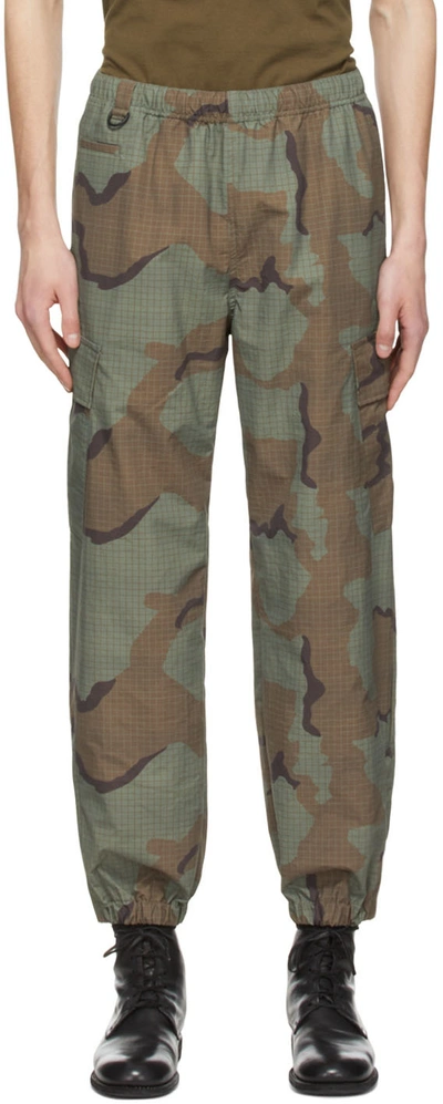 Undercover Green Nylon Cargo Pants In Multicolour