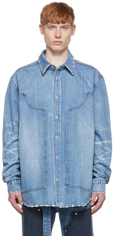 We11 Done Blue Paneled Denim Jacket