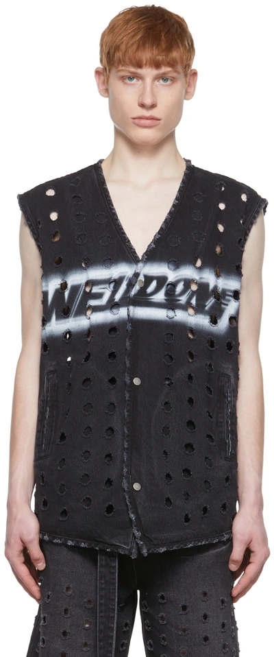 We11 Done Black Cotton Vest In Wash Black