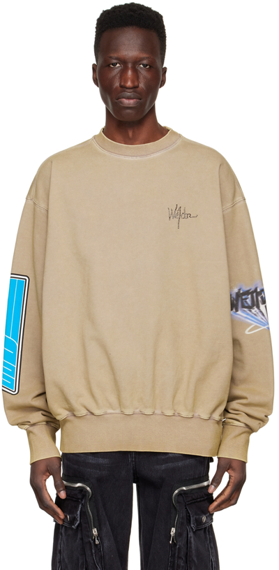 We11 Done Tan Cotton Sweatshirt In Khaki