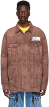 We11 Done Red Denim Jacket In Brown