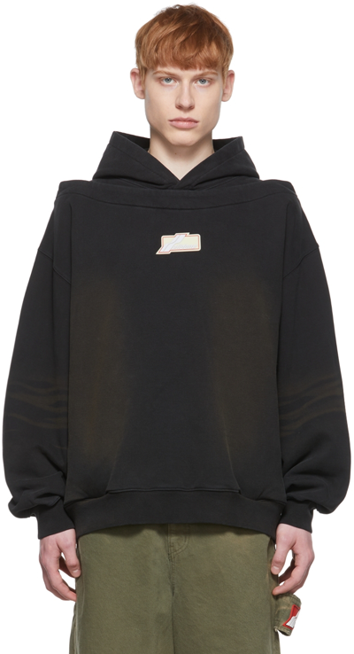 We11 Done Black Cotton Hoodie