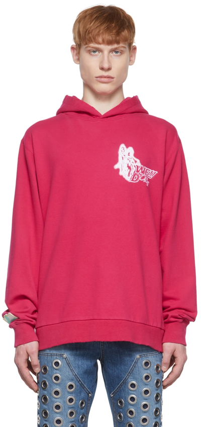 We11 Done Pink Cotton Hoodie In Hot Pink