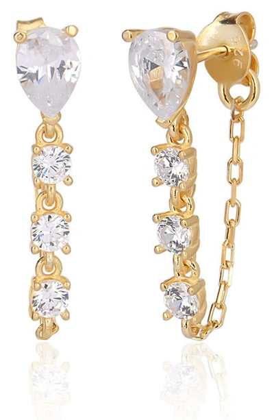 Gab+cos Designs Teardrop Chain Stud Earrings In Gold