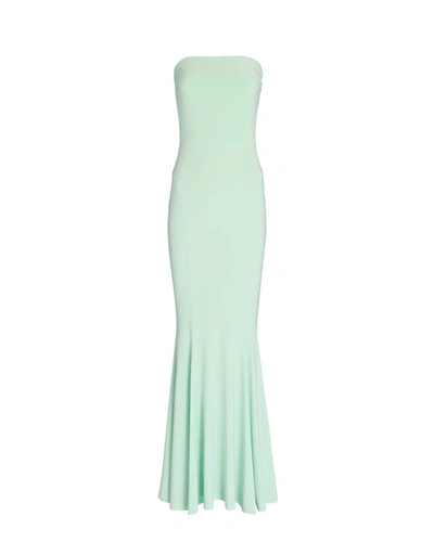 Norma Kamali Strapless Fishtail Gown In Green-lt