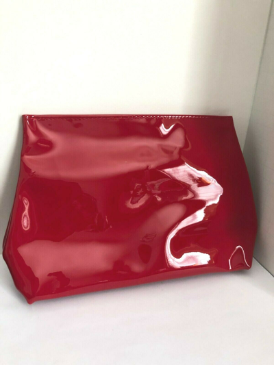 Pre-owned Saint Laurent Yves  Red Patent Leather Clutch Makeup Bag New