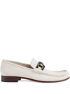 Gucci Web Stripe Horsebit Loafers In White