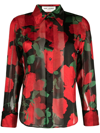 SAINT LAURENT FLORAL PRINT SEMI-SHEER BLOUSE