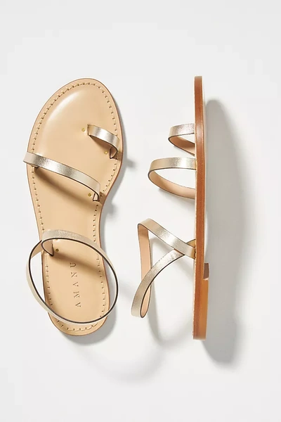 Amanu Style 7 Nakuru Asymmetric Ankle Strap Sandal In Platinum