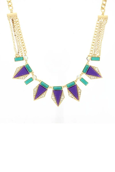 Olivia Welles Superb Spike Necklace In Gold-purple