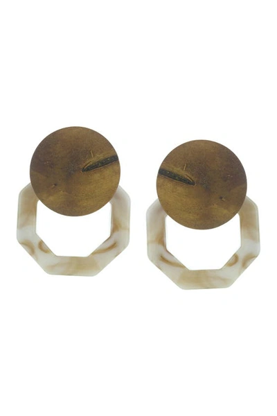 Olivia Welles Silver Plated Becca Resin Wood Earrings In Silver-neutral