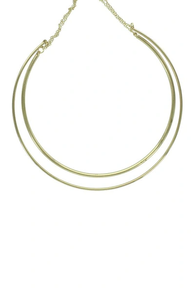 Olivia Welles Double Layer Collar Necklace In Gold