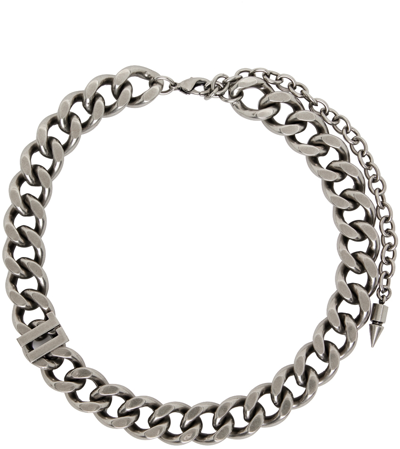 We11 Done Silver Logo Chunky Chain Choker In Silver2