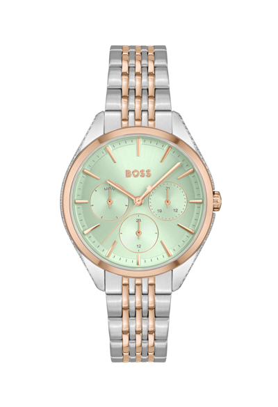 Hugo Boss Women's Saya Two-tone Stainless Steel Bracelet Watch 37mm Women's Shoes In Green