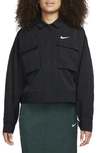Nike Women's  Sportswear Essential Woven Jacket In Black/ White