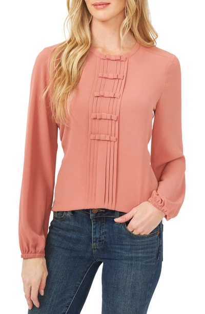 Cece Pleated Bow Blouse In Antique Rose
