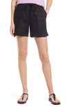 Tommy Bahama Palmbray High Waist Linen Shorts In Black