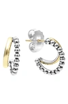 Lagos Signature Caviar Double Mini Hoop Earrings In Silver Gold