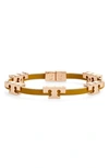 Tory Burch Serif-t Croc-embossed Leather Single Wrap Bracelet In Tory Gold / Palm / Ivory