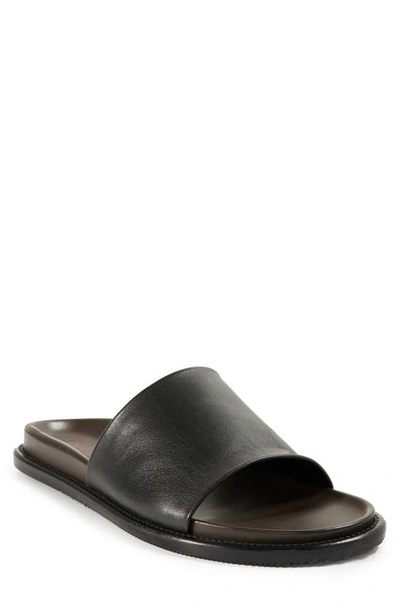 Paul Stuart Palma Leather Slide Sandals In Black