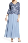 Alex Evenings Sequin Bodice Gown In Hydrangea