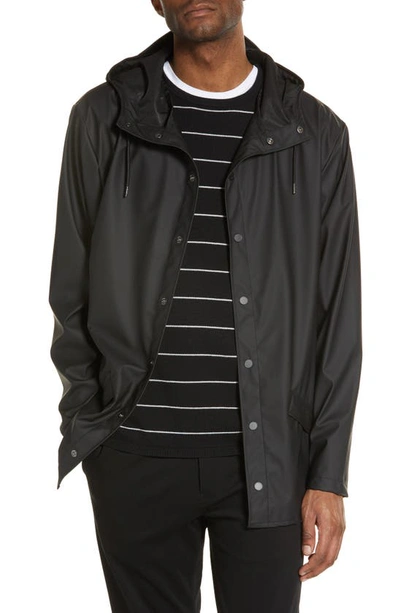 Rains Lightweight Hooded Waterproof Rain Jacket In Black