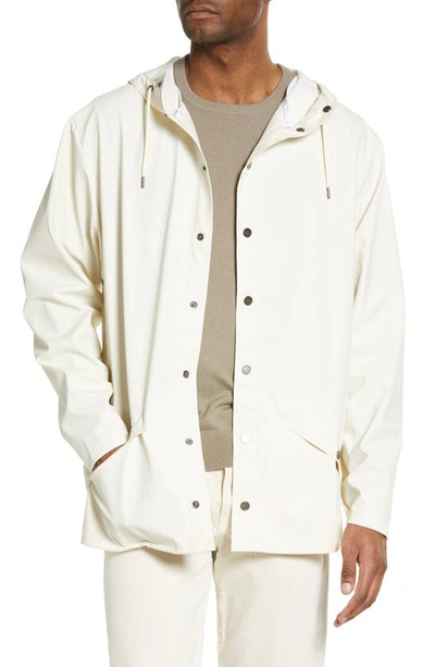 Rains Lightweight Hooded Waterproof Rain Jacket In White
