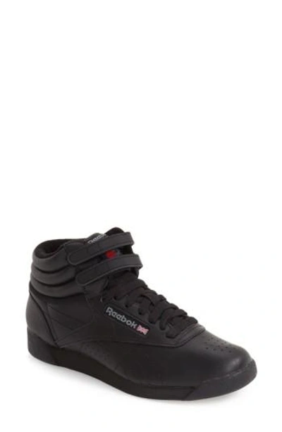 Reebok Freestyle Hi Quilted Leather High-top Sneakers In Black