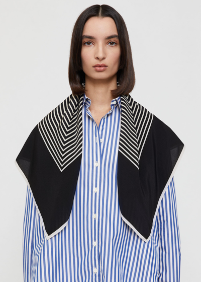 Totême Centered Monogram Silk Scarf Black